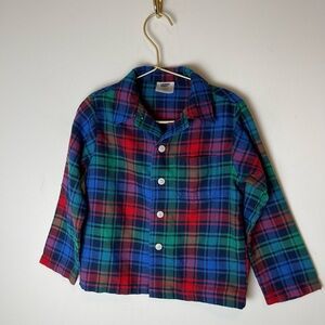 Lands’ End Plaid Flannel Button Down Shirt Size 4